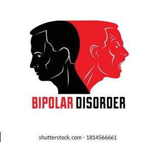 Anxiety inner conflict and suspended anger mental health vector conceptual illustration or logo visualized by man face profile and other profile comes from first with scream and shout.
