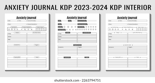 Anxiety Journal KDP Paquete de diseño interior