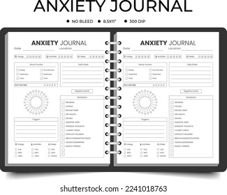 Anxiety Journal or planner logbook or notebook 