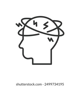 Anxiety, in line design. Anxiety, Stress, Worry, Fear, Nervousness, Panic, Tension on white background vector. Anxiety editable stroke icon.