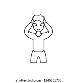 Anxiety line icon concept. Anxiety vector linear illustration, symbol, sign