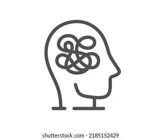 Anxiety line icon. Stress or Think worry sign. Mental health symbol. Quality design element. Linear style anxiety icon. Editable stroke. Vector