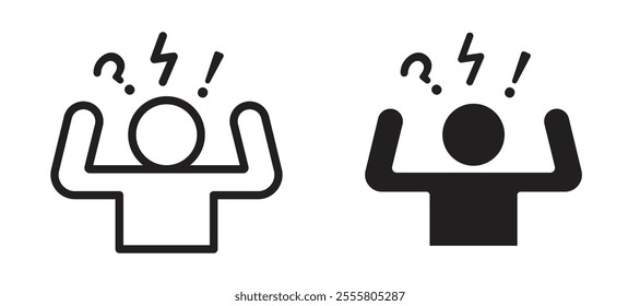 Anxiety liner icon vector set.