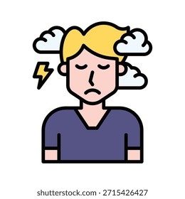 Ansiedad hombre Avatar Ilustración vectorial de carga de trabajo, icono de estilo lleno