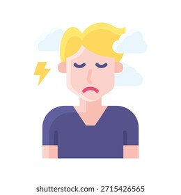 Ansiedad hombre Avatar Ilustración vectorial de carga de trabajo, icono de estilo plano