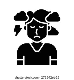 Ansiedade homem Avatar Workload Vetor Ilustração, Ícone de Estilo Sólido
