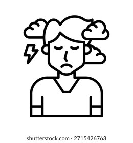 Ansiedad hombre Avatar Ilustración vectorial de carga de trabajo, línea estilo icono