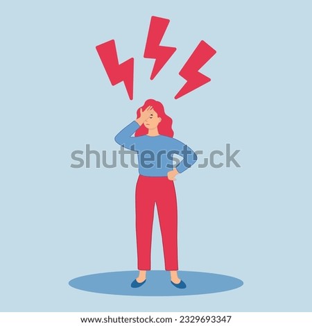 Anxiety or panic attack. Depressed nervous person. Sad young woman with lowered head having panic disorder. Psychology, solitude, fear or mental health problems concept. Depressed nervous person