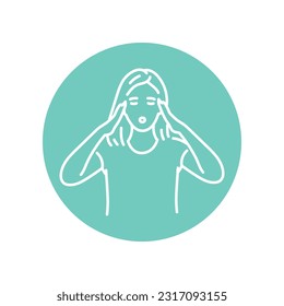 Anxiety relief meditation black line icon. A woman doing breathing exercises. Pictogram for web page, mobile app, promo.