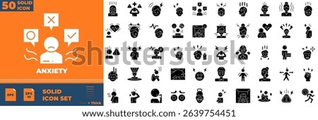 Anxiety Solid Editable Icons set. Vector illustration in modern thin solid style of anxiety icons: anxiety, feel sad, nervous face, etc