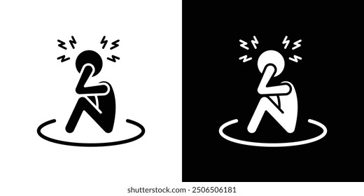 Anxiety or stress icon Flat vector set outline