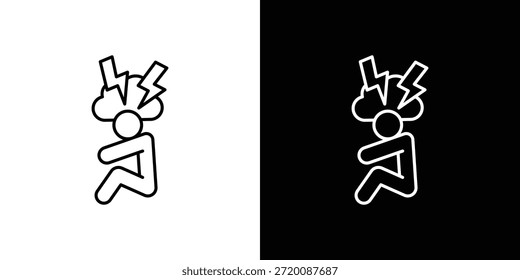 Icono de ansiedad o estrés icono de Vector lineal. Líneas de trazo editables.