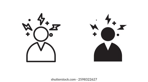 Anxiety or stress icon outlined icon vector collection.