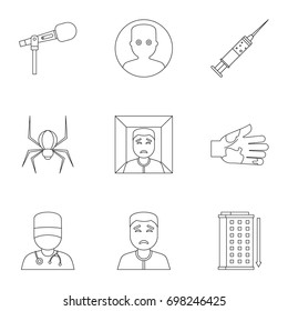 Anxiety and stress icon set. Outline style set of 9 anxiety and stress vector icons for web isolated on white background