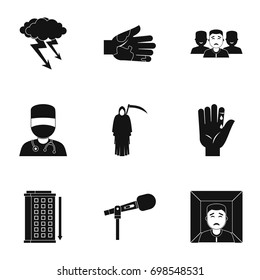 Anxiety and stress icon set. Simple style set of 9 anxiety and stress vector icons for web isolated on white background