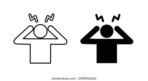 Anxiety or stress icons thin line illustrations designs