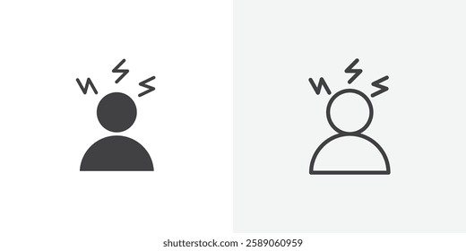 Anxiety or stress icons vectors illustrations in black fill and liner versions