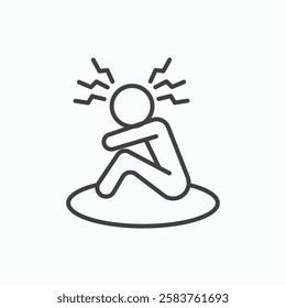 Anxiety or stress vector icon isolated in black line