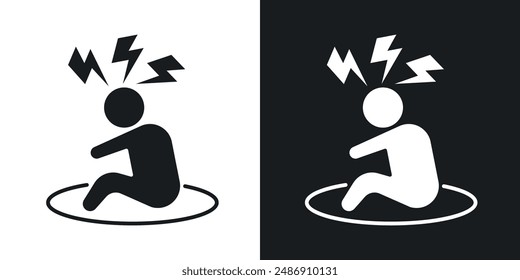 Anxiety or stress vector icon set in solid black and white color