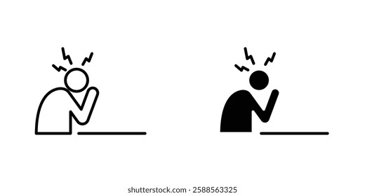 Anxiety or stress vectors icons set in filled and strokes on white background