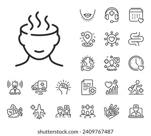 Anxiety or Think worry sign. Online doctor, patient and medicine outline icons. Stress line icon. Mental health symbol. Stress line sign. Veins, nerves and cosmetic procedure icon. Intestine. Vector