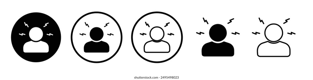 Anxiety vector icon set in black and white color.