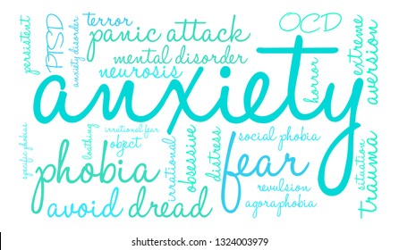 Anxiety word cloud on a white background. 