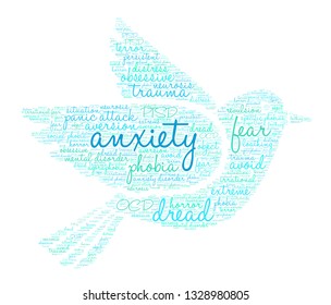 Anxiety word cloud on a white background. 