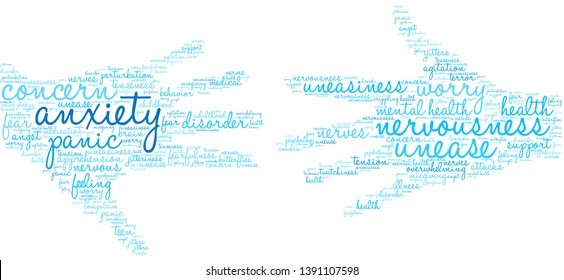 Anxiety word cloud on a white background. 