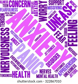 Anxiety Word Cloud On a White Background. 
