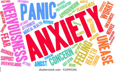 Anxiety Word Cloud On White Background Stock Vector (Royalty Free ...