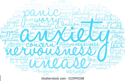 Anxiety word cloud on a white background.  