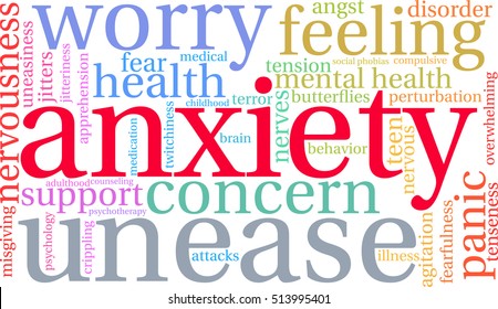 Anxiety Word Cloud On White Background Stock Vector (Royalty Free ...