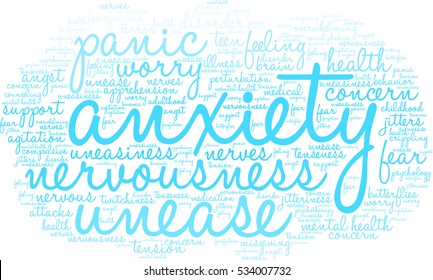 Anxiety word cloud on a white background.  