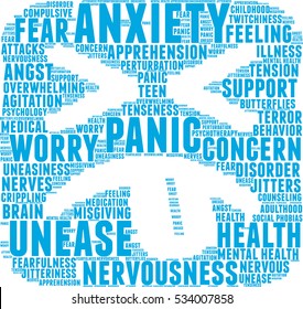 Anxiety word cloud on a white background.  