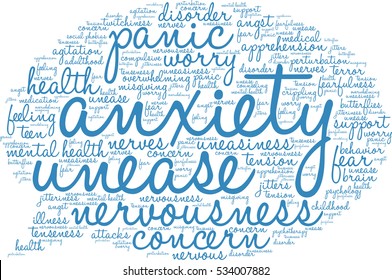 Anxiety word cloud on a white background.  