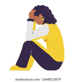 anxious african woman holding head looks anxious and scared. mental pressure concept