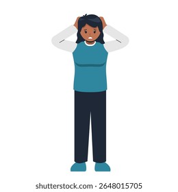 anxious african woman holding head looks anxious and scared. mental pressure concept