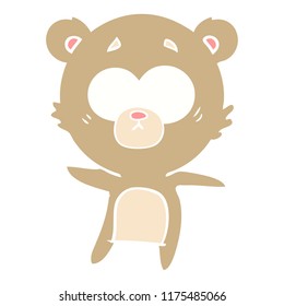 anxious bear flat color style cartoon
