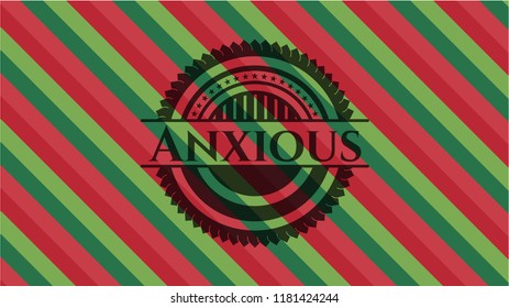 Anxious christmas colors emblem.