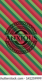 Anxious christmas emblem background. Vector Illustration. Detailed.