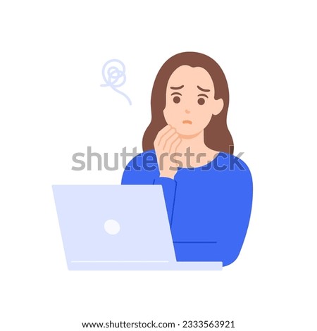 Anxious creators. Vector illustration material of a worried woman.