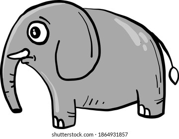 elefante ansioso, ilustración, vector sobre fondo blanco.