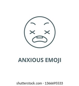 Anxious emoji line icon, vector. Anxious emoji outline sign, concept symbol, flat illustration