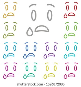 Anxious, face multi color icon. Simple thin line, outline vector of emotion icons for ui and ux, website or mobile application