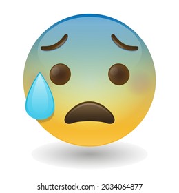 Anxious Face with Sweat Emoji Icon Illustration Sign. Nervous Vector Symbol Emoticon Design Vector Clip Art.