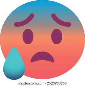 Rosto ansioso com suor ícone emoji. Cores modernas, elemento popular que expressa nervosismo ou ansiedade, comumente usadas nas mídias sociais. Emoticon, elemento isolado.