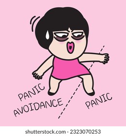 Anxious Girl Trying To Get Through A Panic But Suddenly Having A Panic Attacks Again. Mental illness Concept Card Character illustration