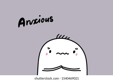 Anxious hand drawn vector illustration in cartoon comic style with sad man