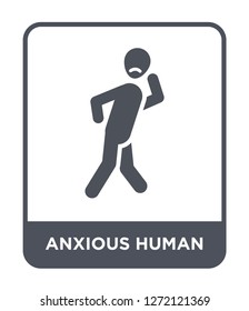anxious human icon vector on white background, anxious human trendy filled icons from Feelings collection, anxious human simple element illustration